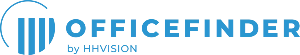 Logo: Officefinder - by HHVISION, blau