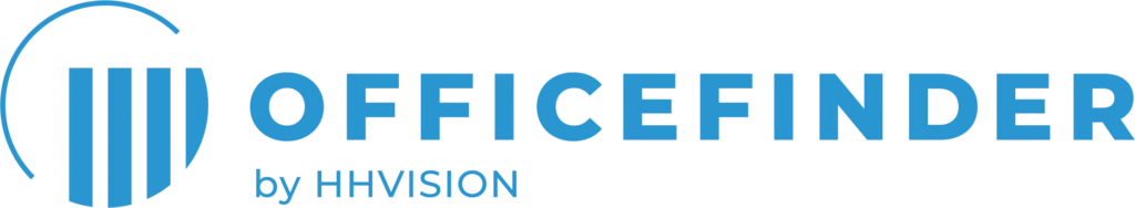 Logo: Officefinder - by HHVISION, blau